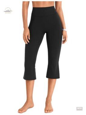 High Waist Capri Flare Leg Yoga Pants Ruched Booty Lifting
